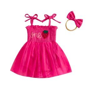 Strawberry Girl Dress Smash Cake Berry First Birthday Outfit Dress Clothes